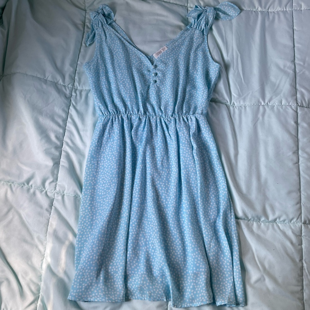 Sienna Sky Light Blue Floral Print Mini Dress